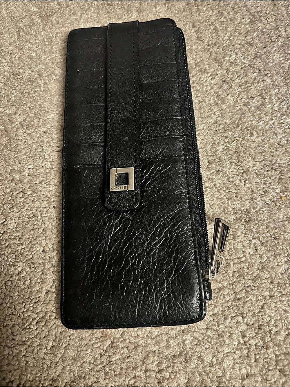 Lodis Black Pebbled Leather Julia Wallet